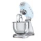Миксер планетарный SMEG SMF02PBEU, 800 Вт, чаша стальная 4,8л, 3 насадки, алюминий литой, голубой