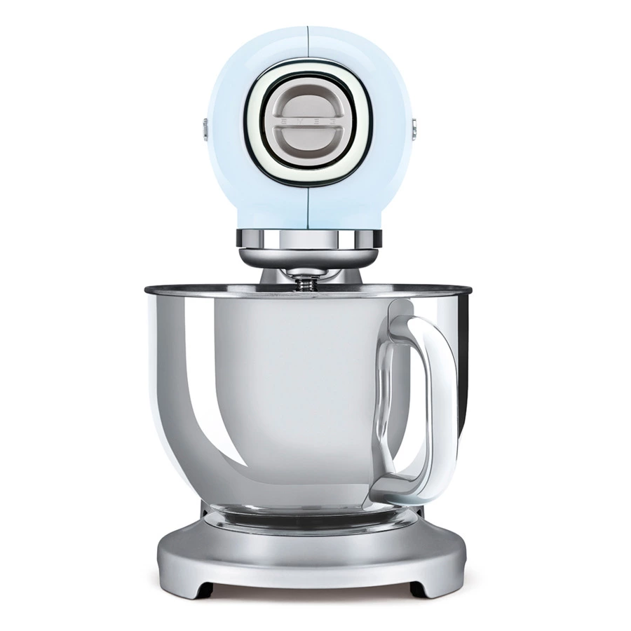 Миксер планетарный SMEG SMF02PBEU, 800 Вт, чаша стальная 4,8л, 3 насадки, алюминий литой, голубой
