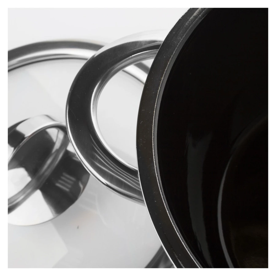 Кастрюля эмалированная со стеклянной крышкой KOCHSTAR 1,9 л, оранжевая