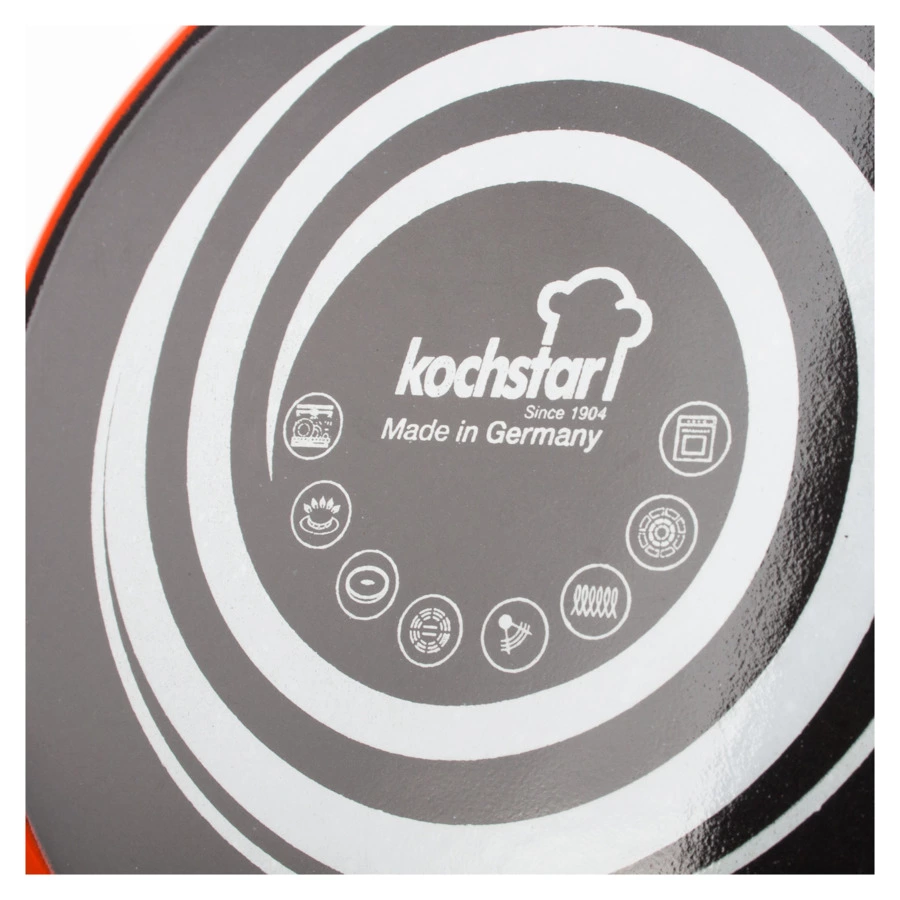 Кастрюля эмалированная со стеклянной крышкой KOCHSTAR 1,9 л, оранжевая