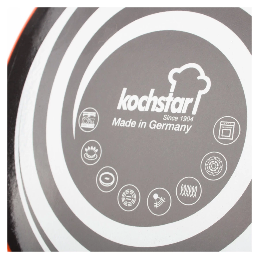 Кастрюля эмалированная со стеклянной крышкой KOCHSTAR d 22 см 4,8 л, оранжевая