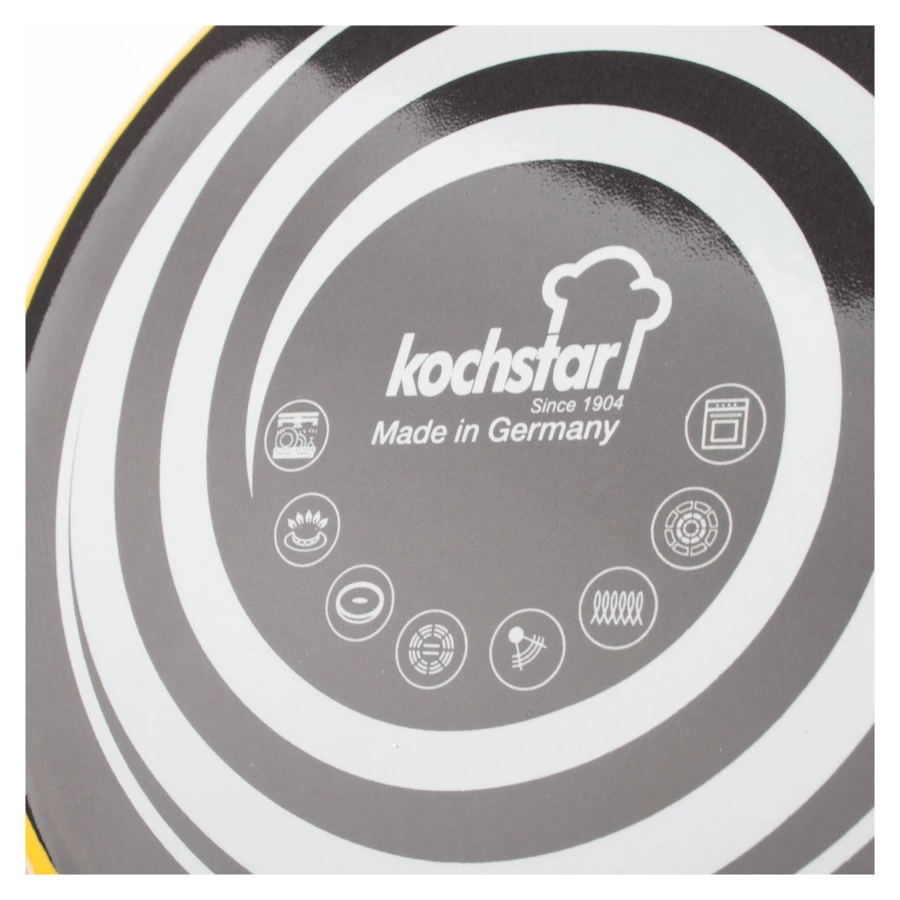 Кастрюля эмалированная со стеклянной крышкой KOCHSTAR d 22 см 4,8 л, жёлтая