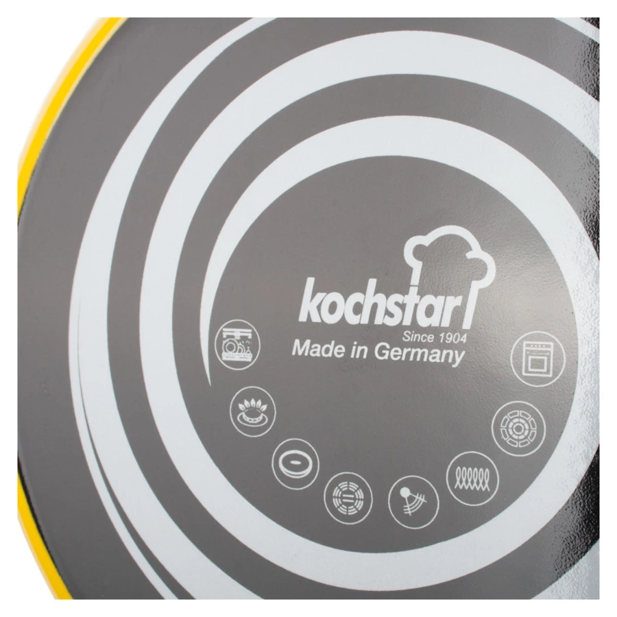 Кастрюля эмалированная со стеклянной крышкой KOCHSTAR d 26 см 6,1 л, жёлтая