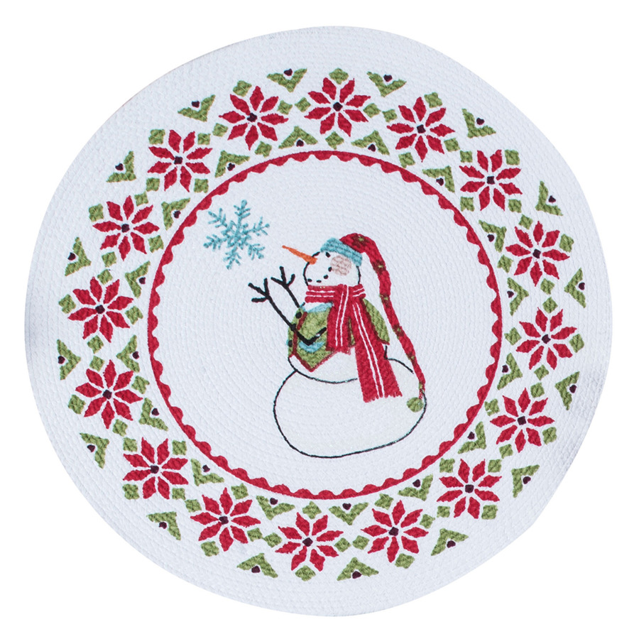 Салфетка подстановочная круглая Kay Dee Designs Рождественская история.Снеговик 37см, плетеная