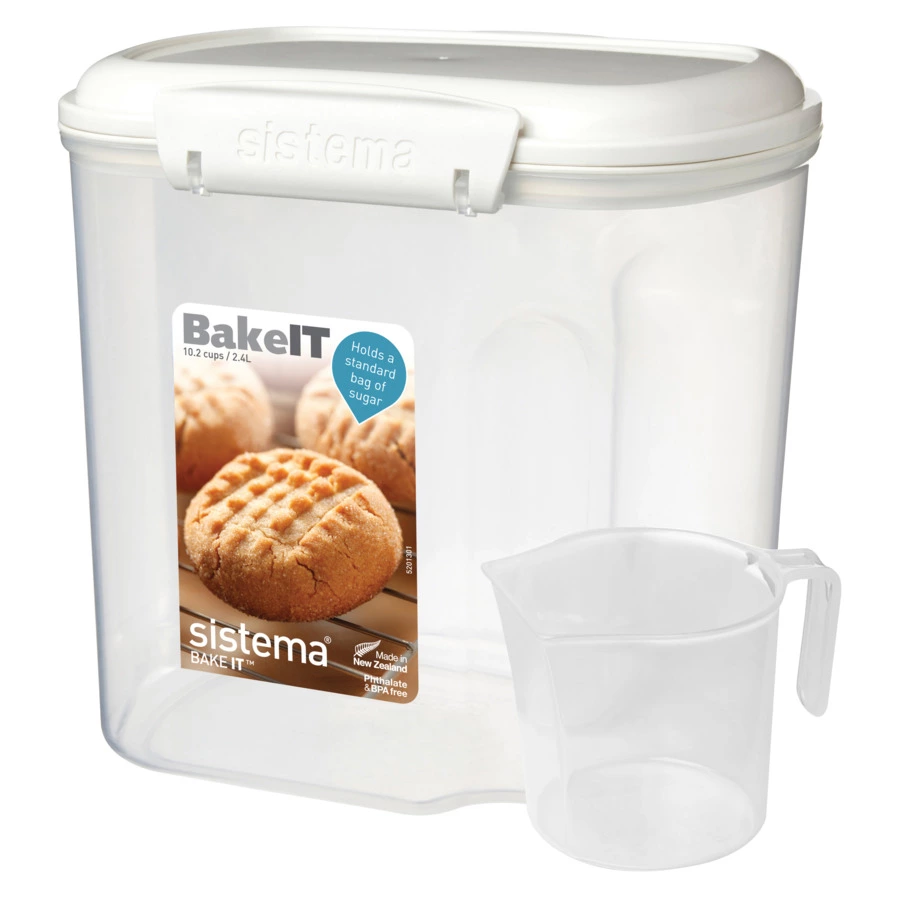 Контейнер с мерным стаканом для сыпучих продуктов BAKE-IT Sistema 2,4л