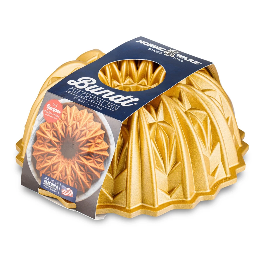Форма для выпечки 3D Nordic Ware Граненый хрусталь 2,5 л, литой алюминий, золотая