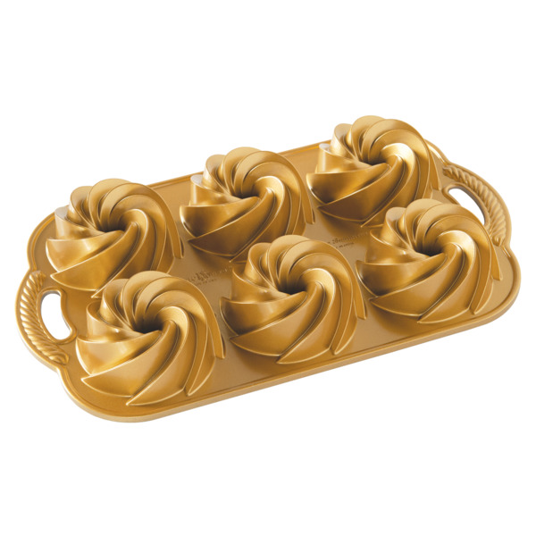 Форма для выпечки на 6 кексов 3D Nordic Ware Наследие 1л, литой алюминий (золотая)