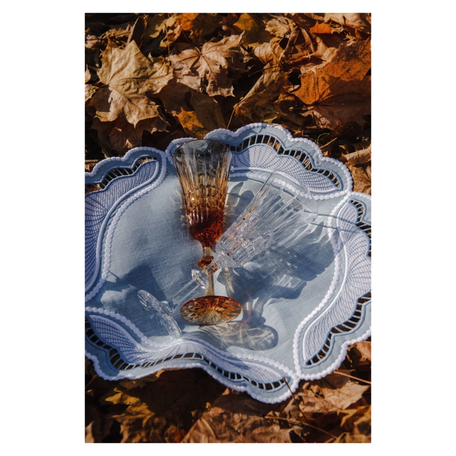 Набор бокалов для шампанского ГХЗ Лилия Медовый спас 220 мл, хрусталь, янтарный