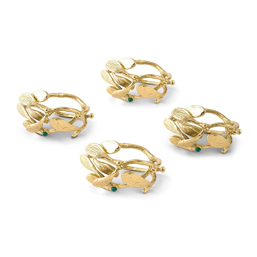 Кольца для салфеток, набор Michael Aram Омела 4 см, 4 шт, золотистые