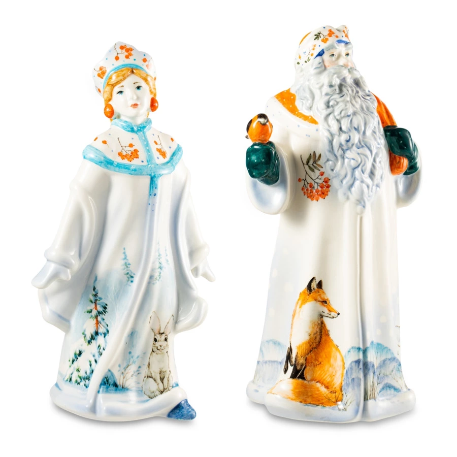 Набор Терра керамос Дед Мороз и Снегурочка, фарфор, подглазурная роспись