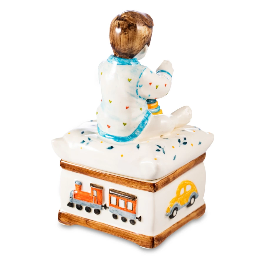 Шкатулка Терра Керамос Мальчик, фарфор, подглазурная роспись