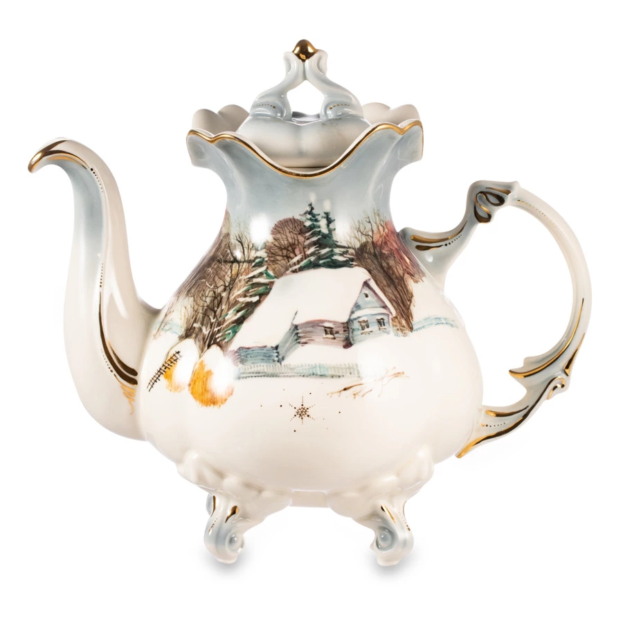 Чайник доливной Терра Керамос Анна Святки на руси, фарфор, декор золотом