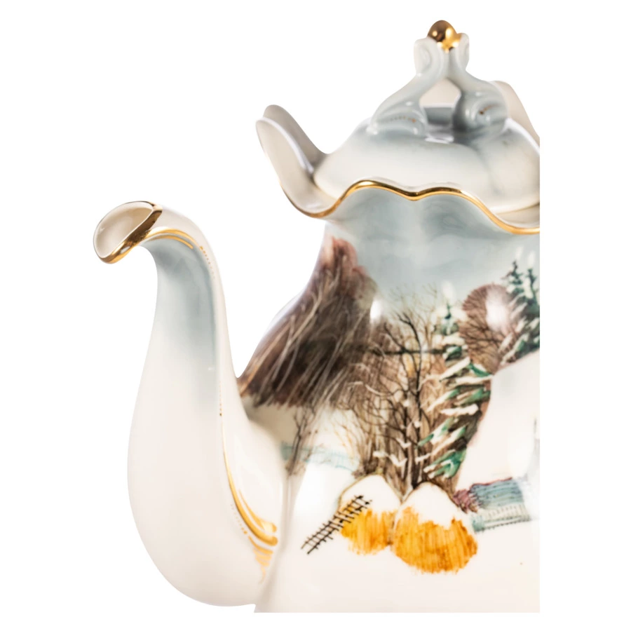 Чайник доливной Терра Керамос Анна Святки на руси, фарфор, декор золотом