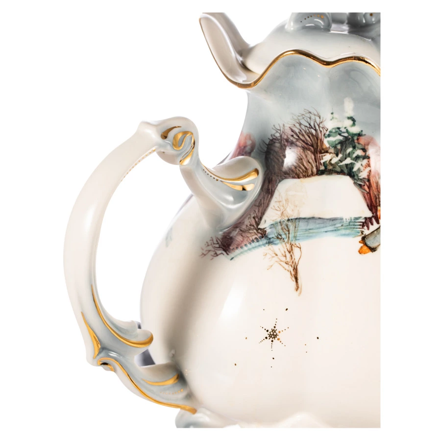 Чайник доливной Терра Керамос Анна Святки на руси, фарфор, декор золотом