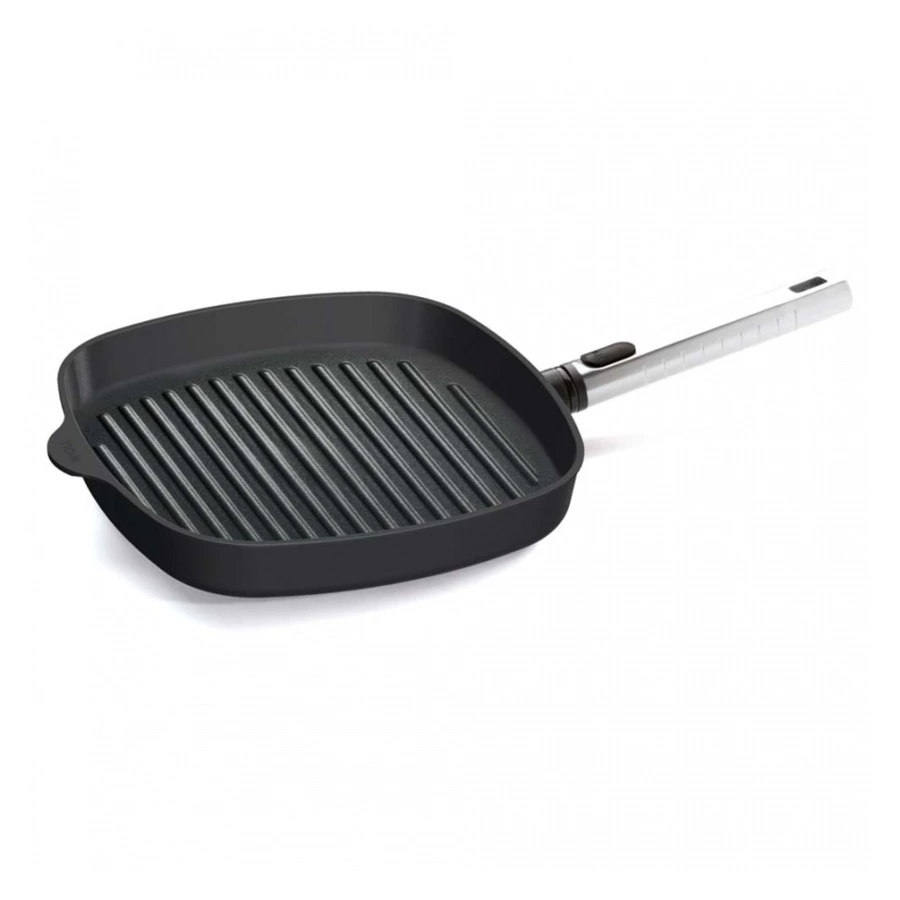 Сковорода-гриль квадратная со съемной ручкой Woll Diamond Logic PRO 28см, для индукции