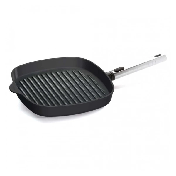 Сковорода-гриль квадратная со съемной ручкой Woll Diamond Logic PRO 28см, для индукции