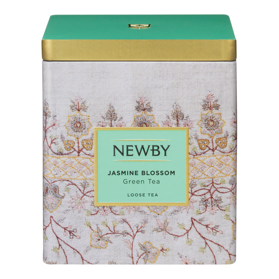 цена Чай зеленый ароматизированный Newby Jasmine Blossom листовой 125г, в жестяной банке
