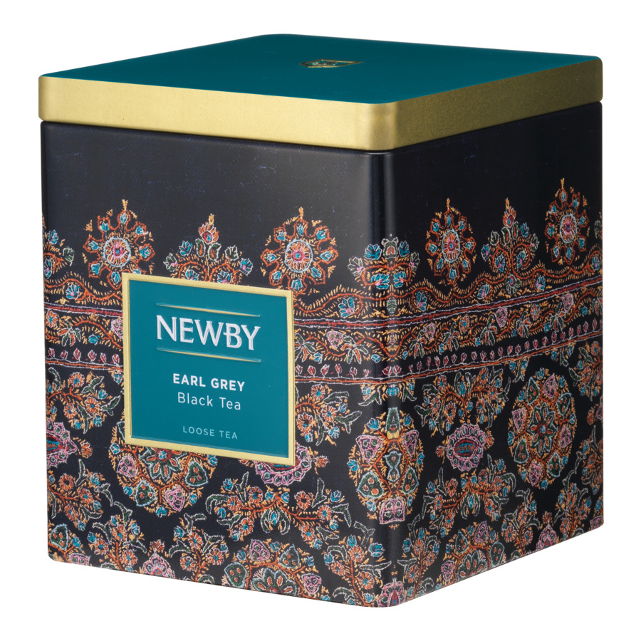 Чай черный ароматизированный Newby Earl Grey листовой 125г, в жестяной банк...
