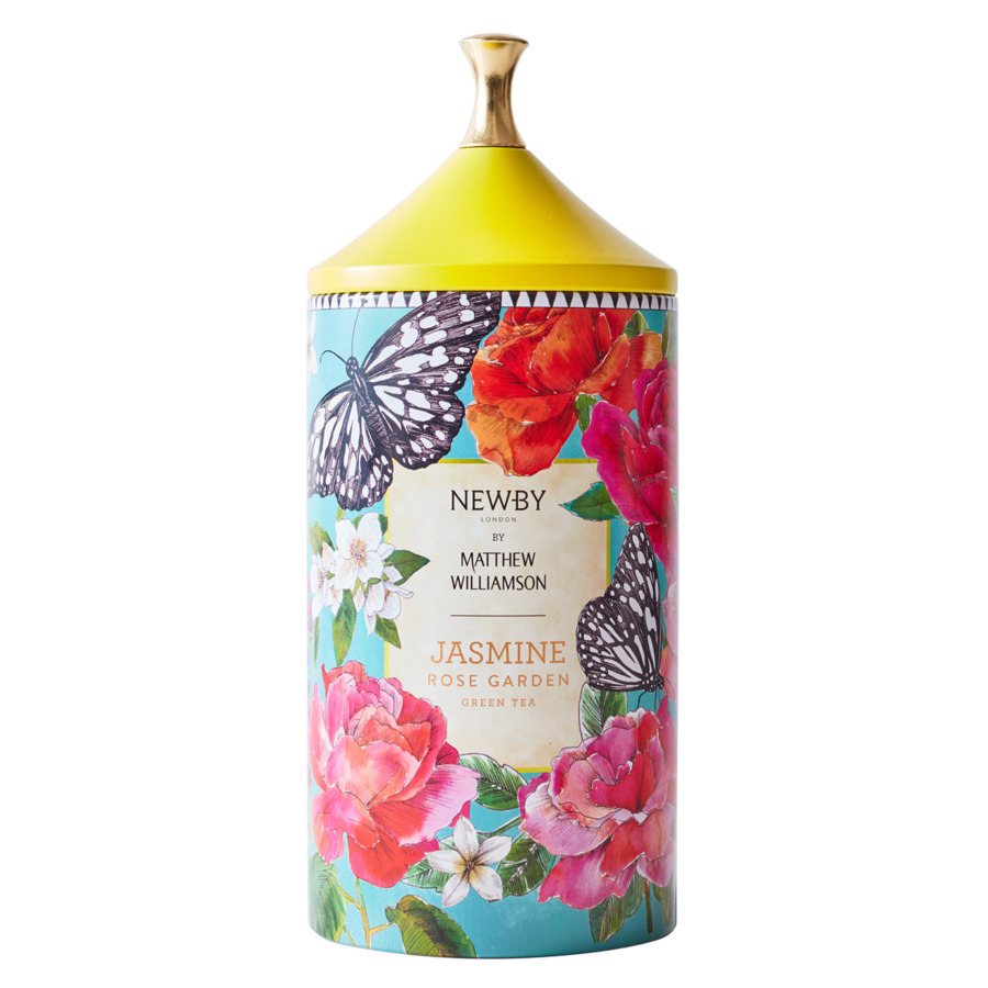 цена Чай зеленый ароматизированный Newby Jasmine Rose Garden листовой 75 г, в жестяной банке