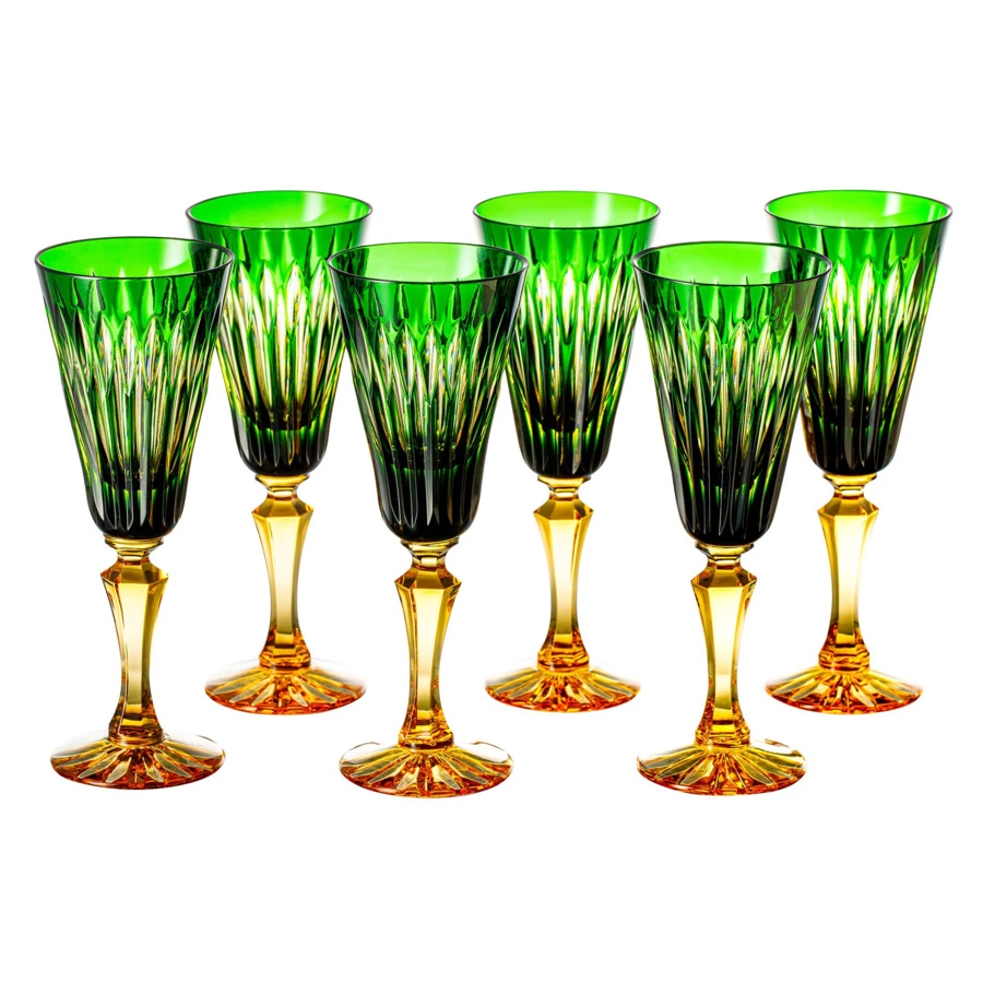 Набор рюмок ГХЗ Мальцовский Иван Купала 100 мл, 6 шт, хрусталь, янтарно-зеленый