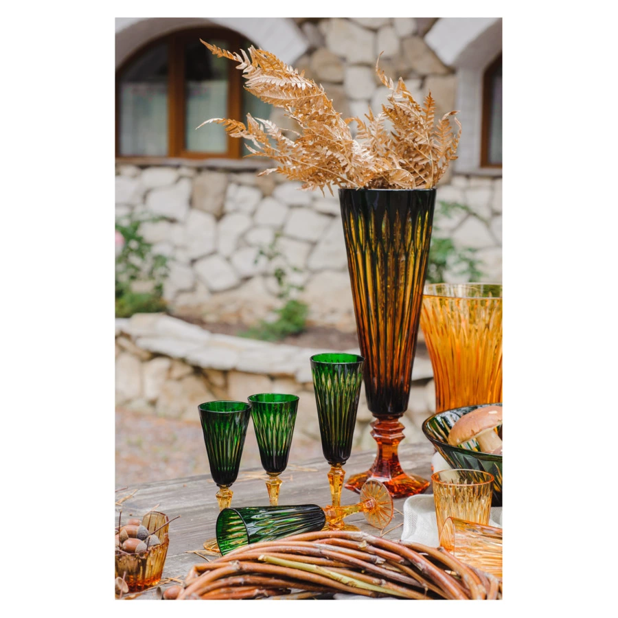 Набор рюмок ГХЗ Мальцовский Иван Купала 100 мл, 6 шт, хрусталь, янтарно-зеленый