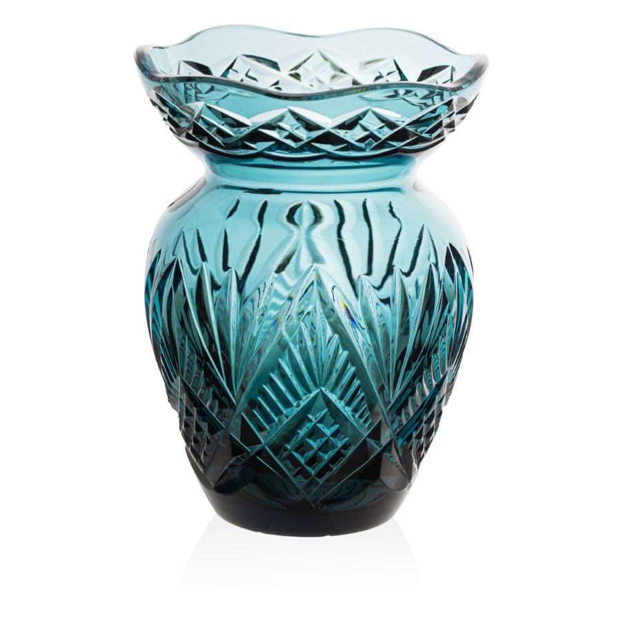 ваза для цветов гхз маки 15 см хрусталь янтарно синий Ваза для цветов ГХЗ Маки 15 см, хрусталь, болотный
