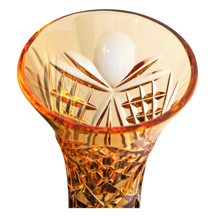 Ваза для цветов ГХЗ Элис 21 см, хрусталь, янтарная