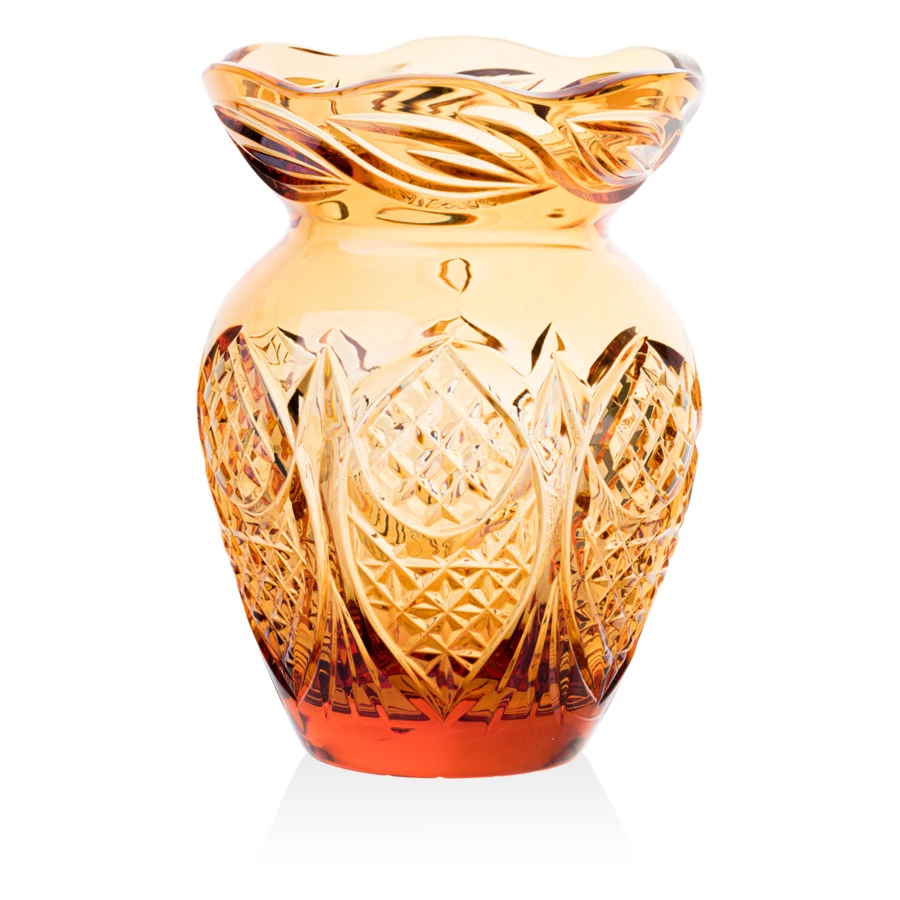 Ваза для цветов ГХЗ Маки 15 см, хрусталь, янтарная