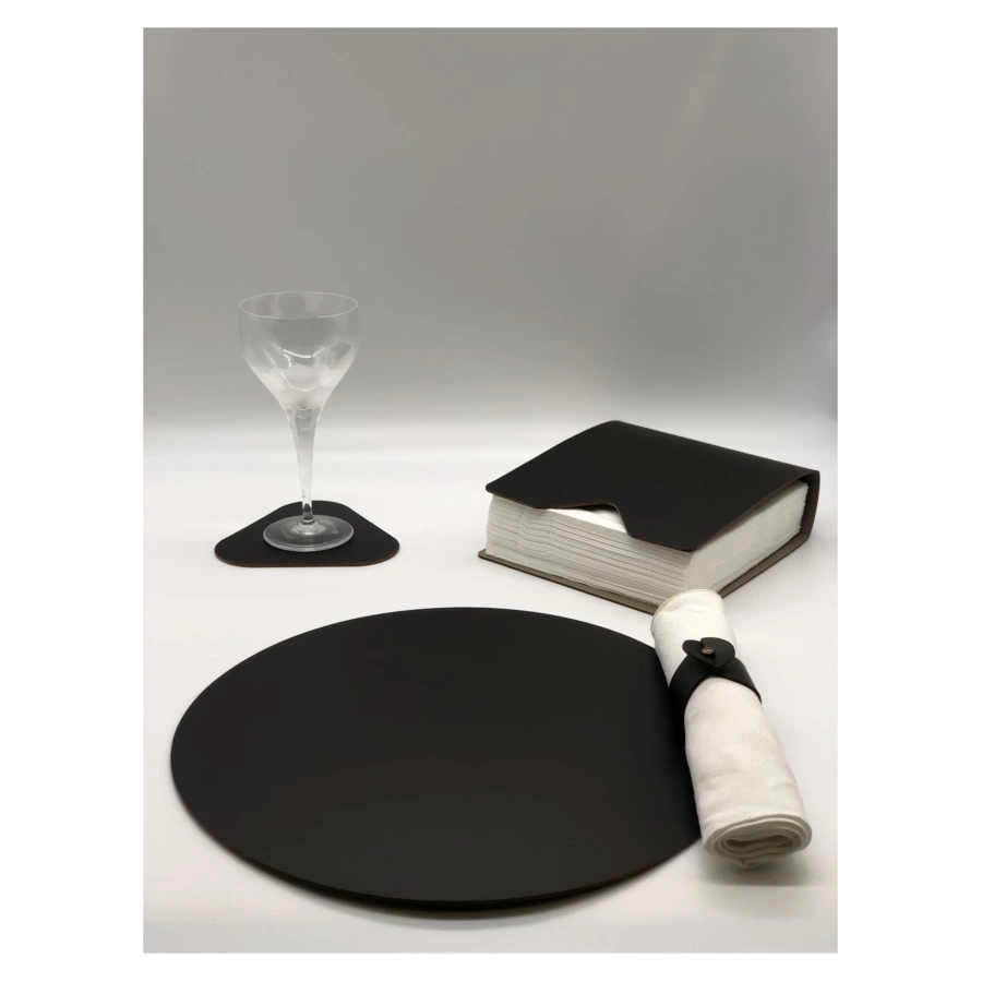 Подставка под бокалы треугольная двусторонняя ADJ 12х12 см, кожа натуральная, черно-серый