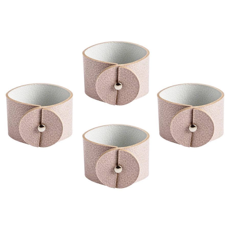 Набор колец для салфеток ADJ, 4 шт, кожа натуральная, пепельная роза