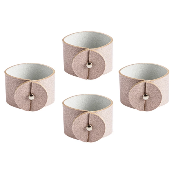Набор колец для салфеток ADJ, 4 шт, кожа натуральная, пепельная роза
