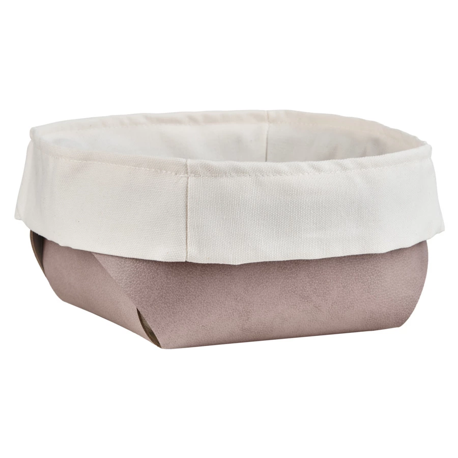 Хлебница со съемным мешочком из льна ADJ 20х20х9 см, кожа натуральная, пепельная роза