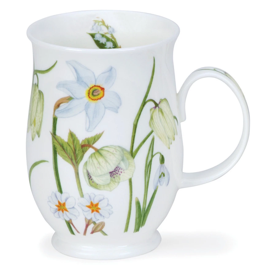Кружка Dunoon Белые первоцветы Саффолк 310 мл, фарфор костяной