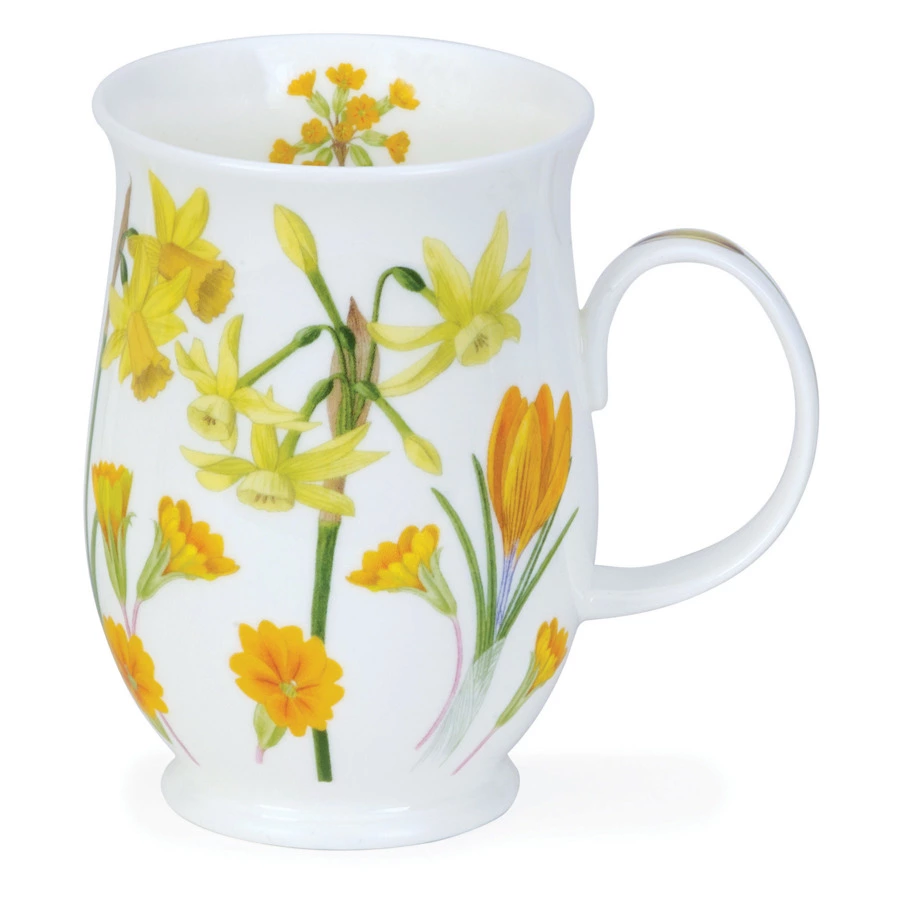 Кружка Dunoon Жёлтые первоцветы Саффолк 310 мл, фарфор костяной