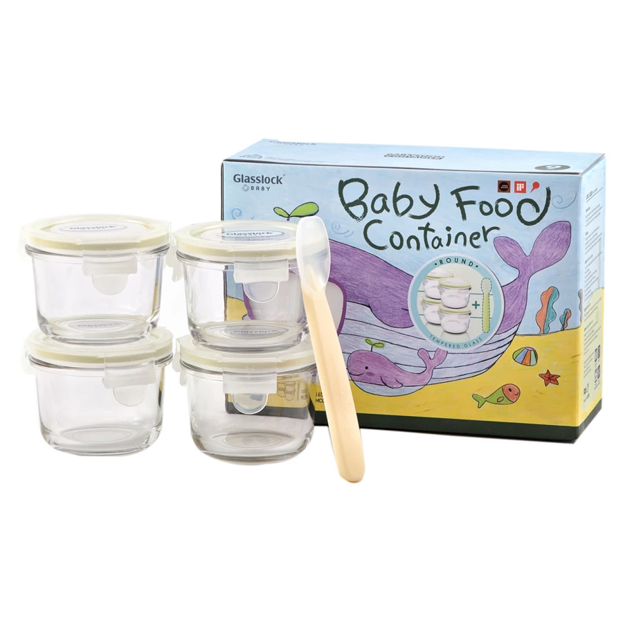 Набор контейнеров детских с ложкой Glasslock YumYum 160мл, круглые, 4шт