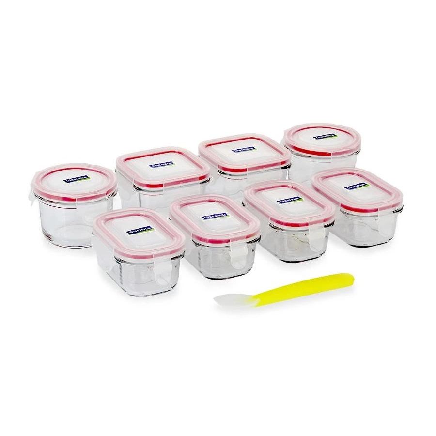 Набор контейнеров детских с ложкой Glasslock YumYum 4шт х150мл; 2шт х 210мл; 2шт х165мл, 8шт