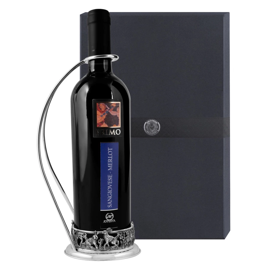 Подставка под бутылку в футляре Кольчугинский мельхиор Зайцы 24,5 см, латунь