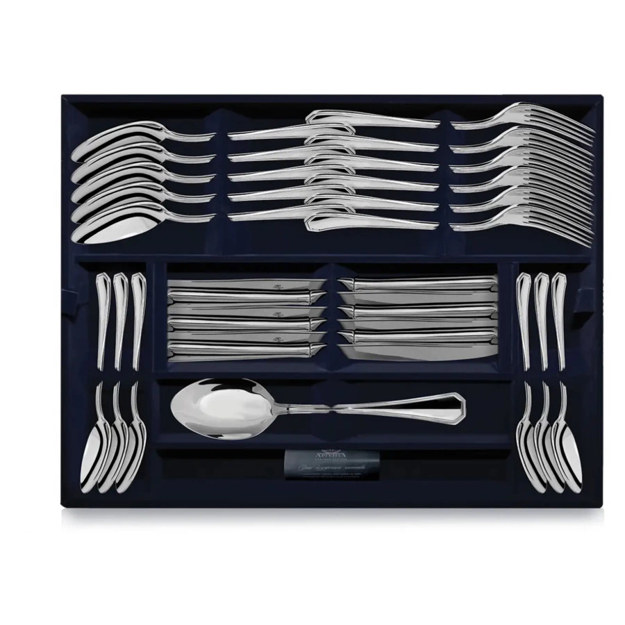 Набор столовых приборов в футляре АргентА Classic Элегант 2590 г, на 12 персон 48 предметов, серебро