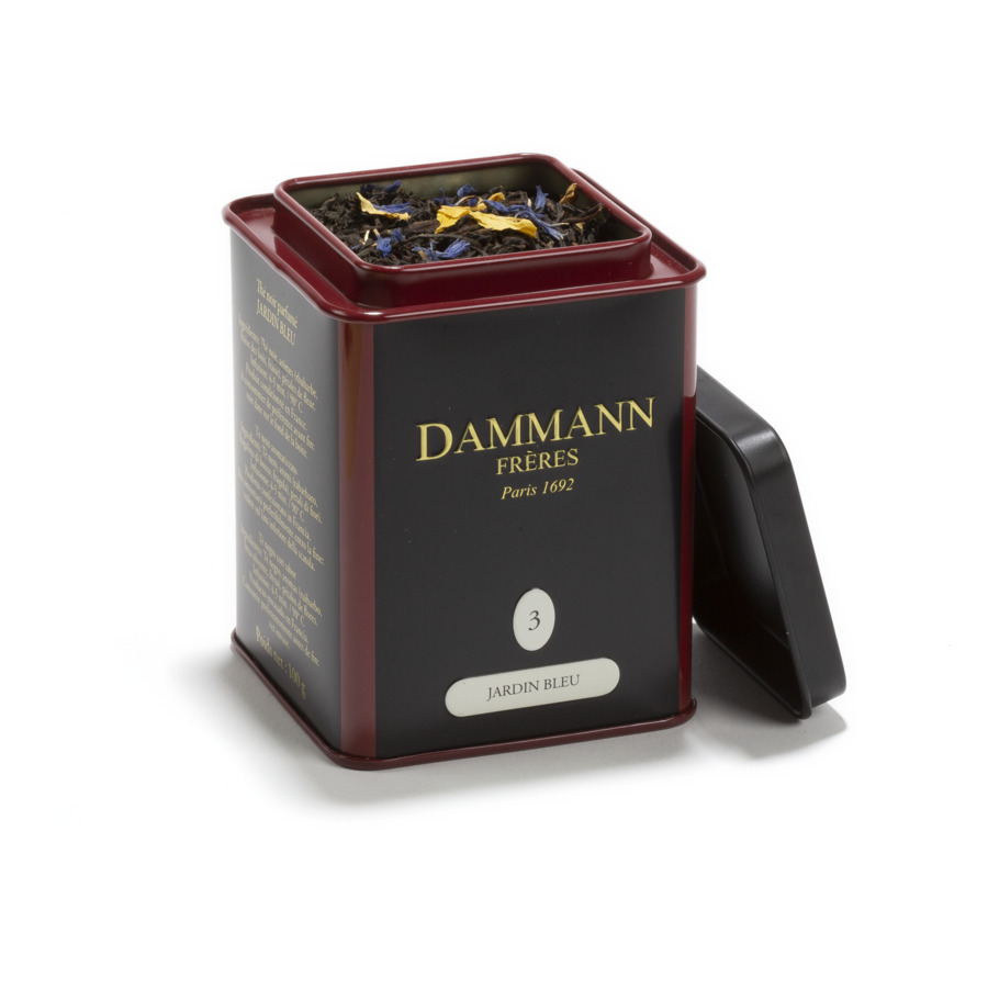 Чай черный ароматизированный DAMMANN Jardin Bleu/ Голубой сад, жестяная  банка 100 гр (DAMMANN) - купить в Москве в Williams Oliver