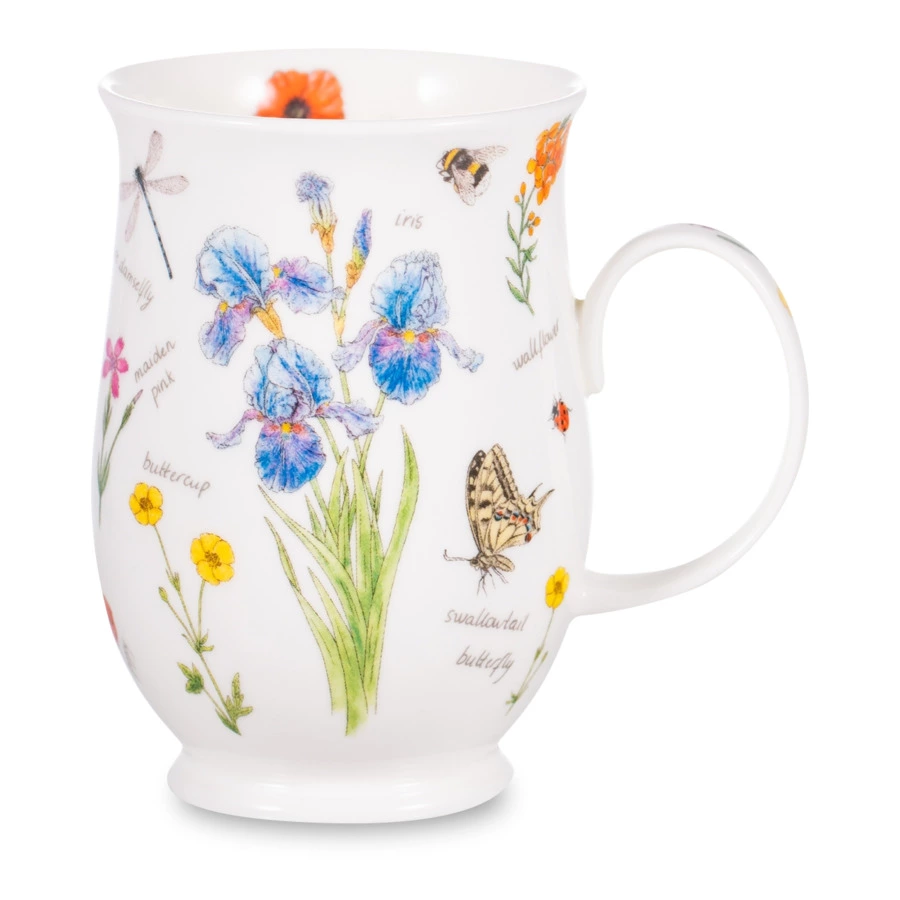 Кружка Dunoon Флористический дневник Ирис Саффолк 310 мл, фарфор костяной