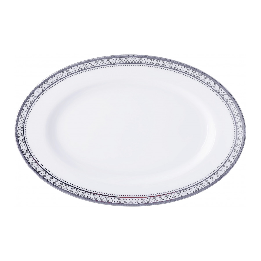 Блюдо овальное Noritake Трефолио, платиновый кант 37 см тарелка обеденная noritake трефолио платиновый кант 28 см