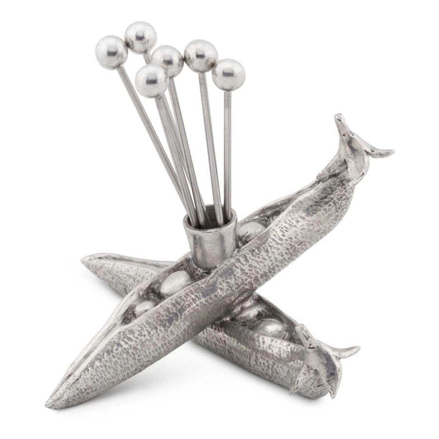 Набор шпажек с подставкой Vagabond House Горошек 6 шт, олово