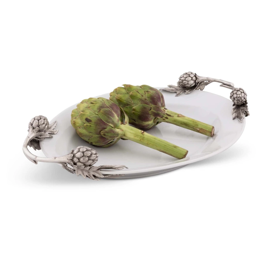 Блюдо сервировочное с ручками Vagabond House Артишок 48x30 см, керамика