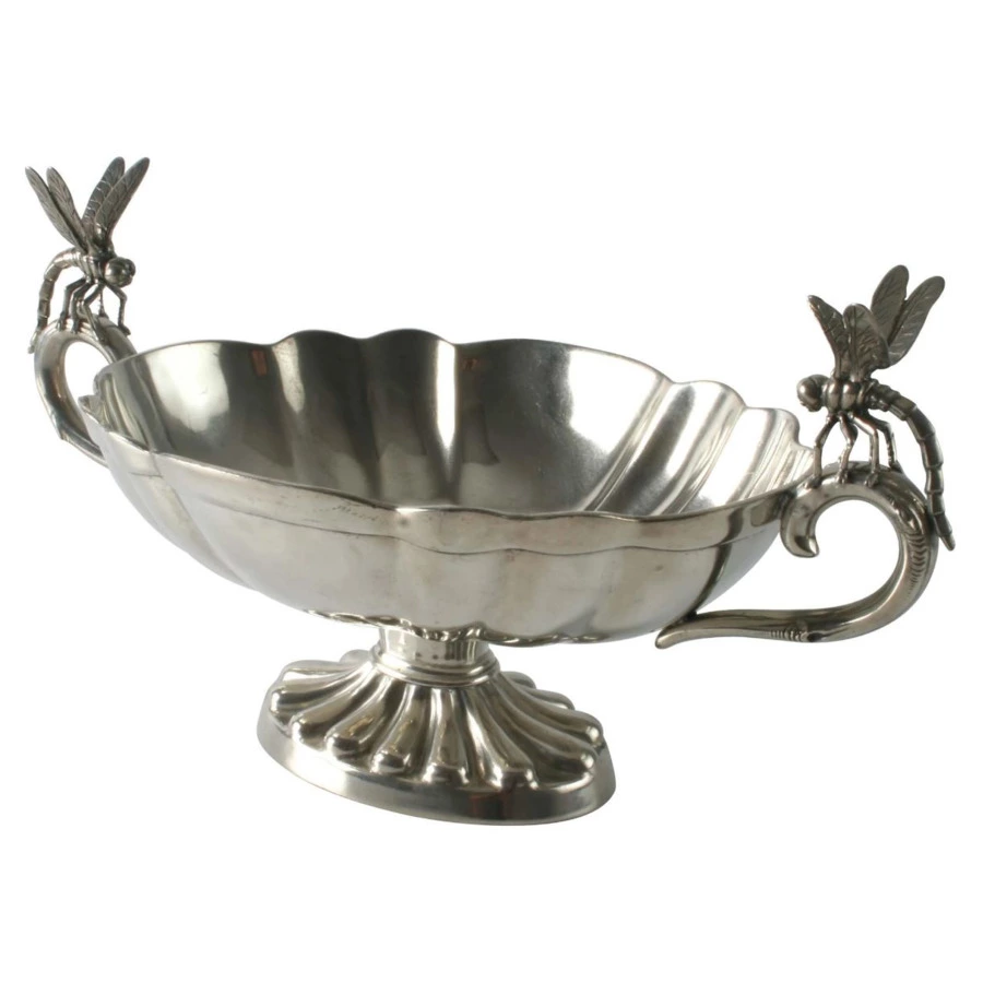 Блюдо для центра стола Vagabond House Стрекозы 43х24 см, олово