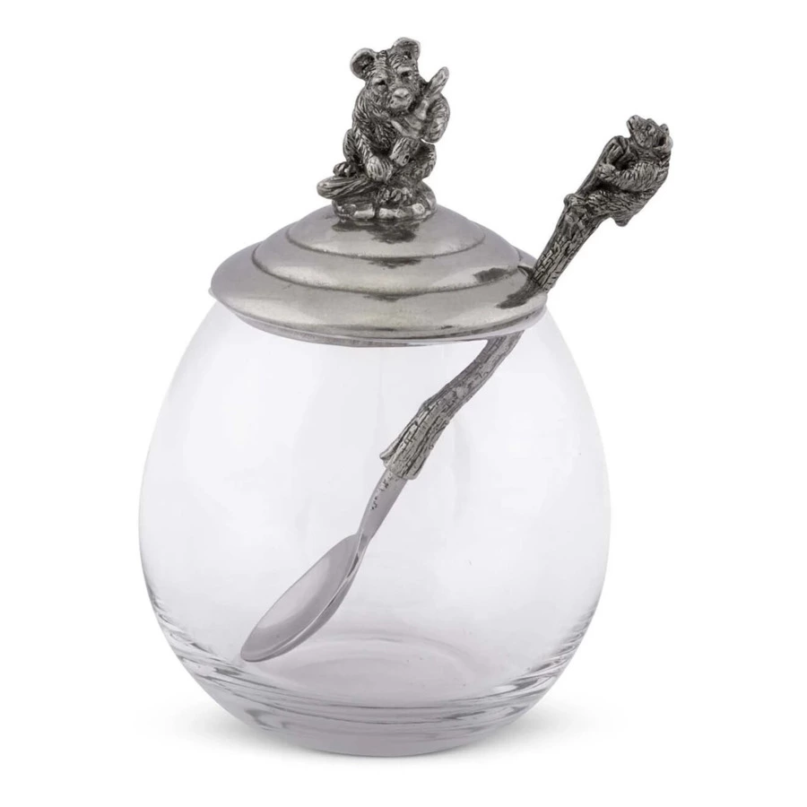 Банка для меда и джема с ложкой Vagabond House Лесные истории Медведь 360 мл, стекло