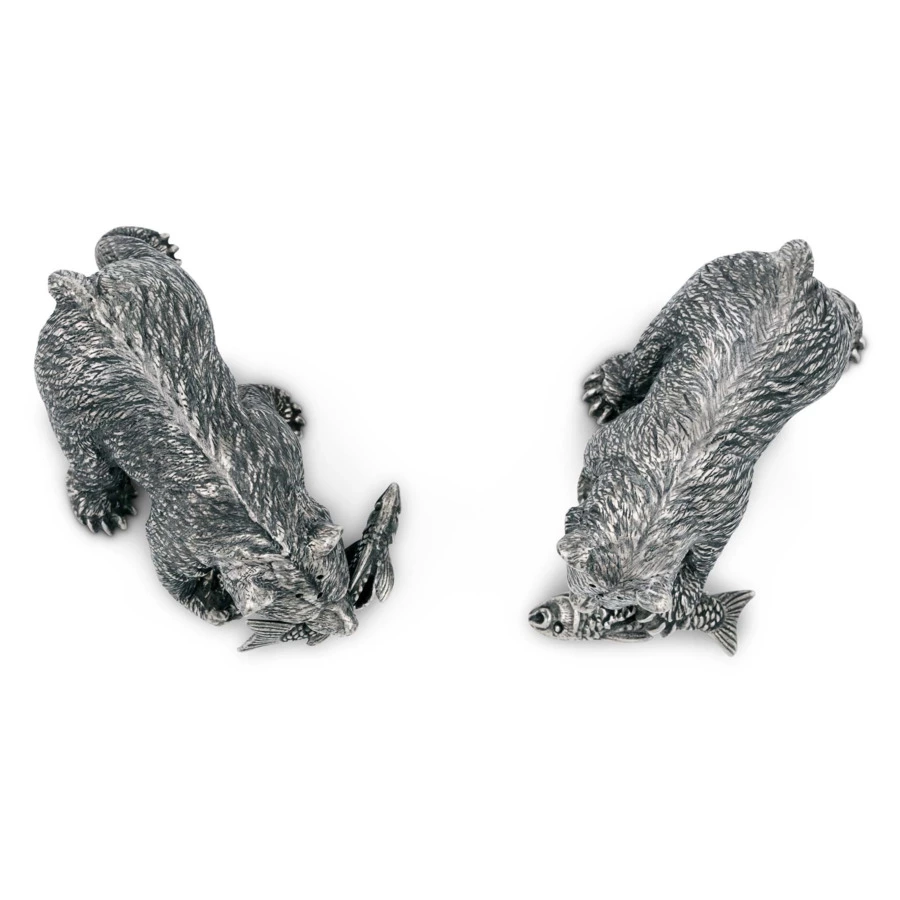 Набор для соли и перца Vagabond House Лесные истории Медведи с рыбой 6 см, олово