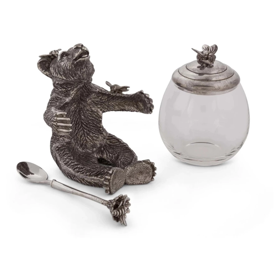 Банка для меда и джема с ложкой Vagabond House Лесные истории Медведь 360 мл, стекло