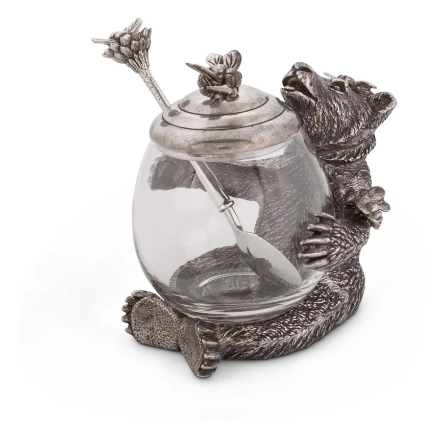 Банка для меда и джема с ложкой Vagabond House Лесные истории Медведь 360 мл, стекло