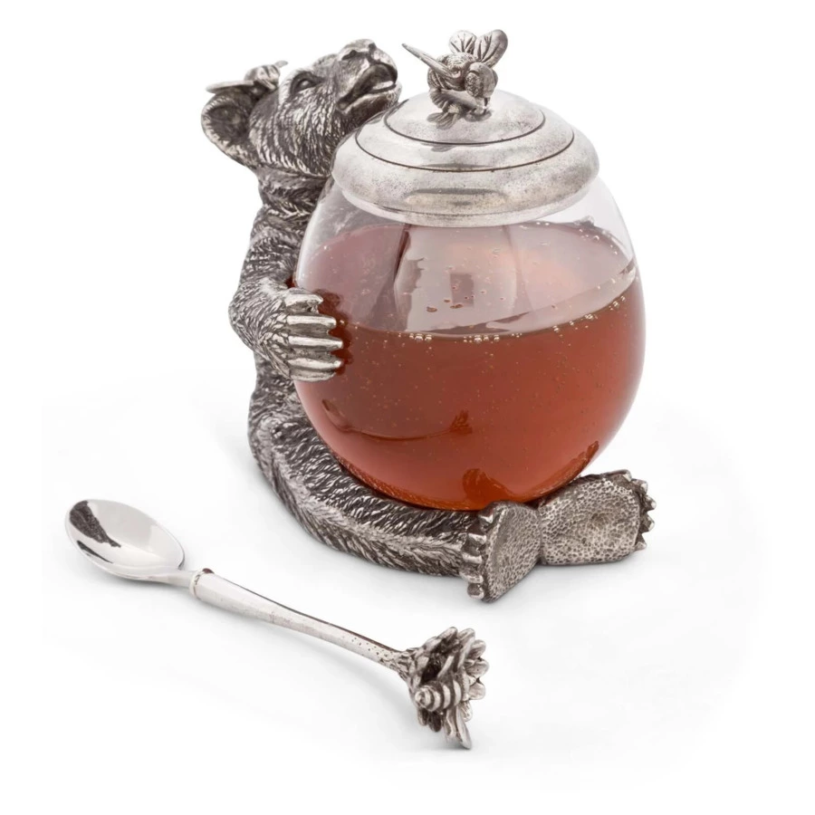 Банка для меда и джема с ложкой Vagabond House Лесные истории Медведь 360 мл, стекло