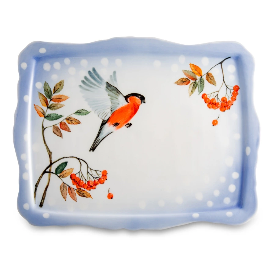 Сервиз Тет-а-Тет Терра керамос Снегири, фарфор, подглазурная роспись